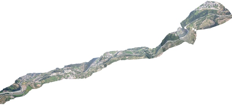 Il tratto da Arvier a St. Pierre - composizione da foto aeree