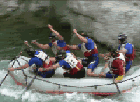 La vogata perfettamente sincronizzata del Valchiavenna Rafting
